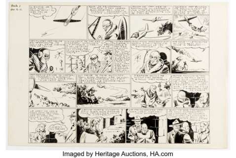 Pierre Frisano Collection Pic Aventures: Pat Kee et le Requin Story Page 7 Original Art (Editions et imprimerie P.I.C., 1946-48).