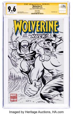 Bruce Timm Wolverine #1 Sketch Edition - Signature Series Wolverine vs. Hulk Original Art (Marvel, 2010) CGC NM/MT 9.6 White pages. | Heritage