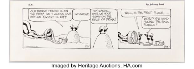 Johnny Hart B.C. Daily Comic Strip Original Art dated 8-24-76 (Field Enterprises, 1976). | Heritage