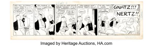 Bela Zaboly Popeye Daily Comic Strip Original Art dated 8-29-41 (Bell Syndicate, 1941). | Heritage