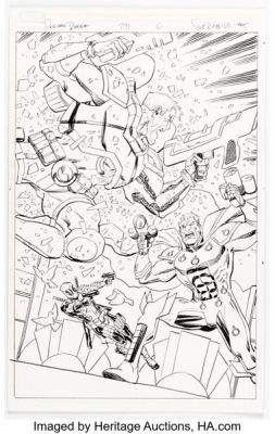 Scott Koblish Despicable Deadpool #291 Cable vs. Stryfe Splash Page 6 Original Art (Marvel, 2017).