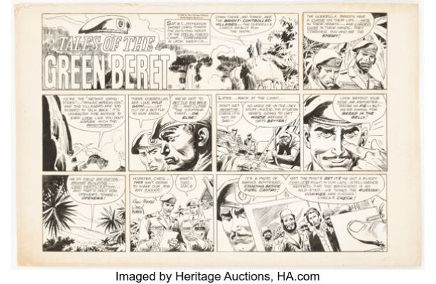 Joe Kubert Tales of the Green Beret Sunday Comic Strip Original Art dated 9-25-66 (Chicago Tribune, 1966). | Heritage