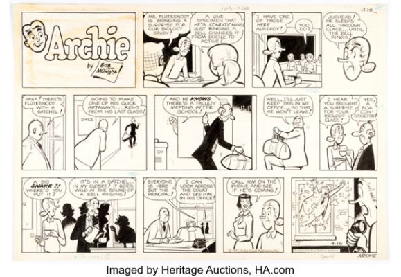 Bob Montana Archie Sunday Comic Strip Original Art dated 4-16-72 (King Features Syndicate, 1972). | Heritage