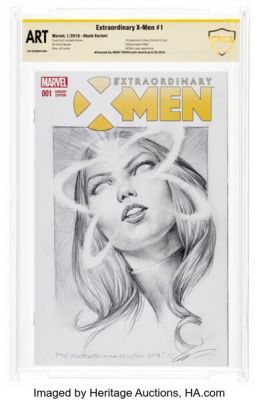 Mark Texeira Extraordinary X-Men #1 Blank Cover Variant - Witnessed Signature Psylocke Original Art (Marvel, 2016) CBCS ART. | Heritage