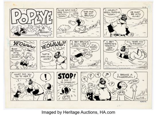 Bud Sagendorf Popeye Sunday Comic Strip Original Art dated 2-19-78 (King Features Syndicate, 1978). | Heritage