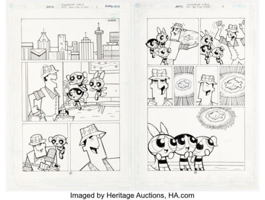 Christopher Cook and Mike DeCarlo The Powerpuff Girls #21 Story Pages 1 and 3 Original Art (DC, 2002). (Total: 2 Original Art) | Heritage