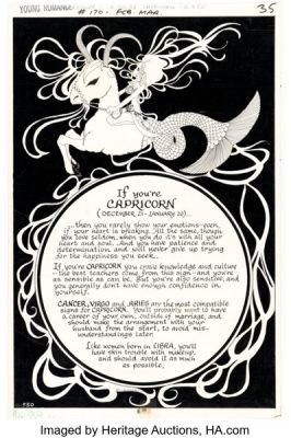 Elizabeth Safian Young Romance #170 Capricorn Page Illustration Original Art (DC, 1971).