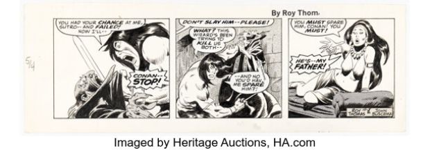 John Buscema Conan the Barbarian Daily Comic Strip Original Art dated 10-5-78 (Register and Tribune Syndicate, 1978). | Heritage
