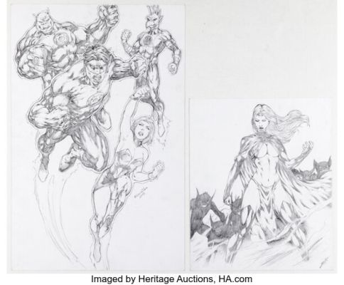 Ediano Silva and Jairo Valverde - Green Lanterns and Goblin Queen Illustrations Original Art Group of 2 (2012). (Total: 2 Original Art)