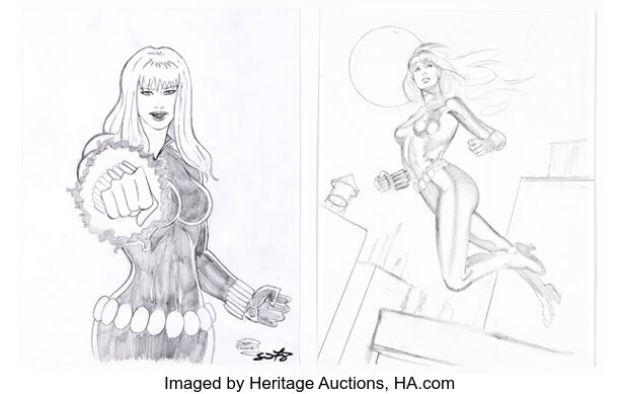Mike Mayhew, Robb Phipps, and others - Black Widow Sketches Original Art Group of 6 (1994-2008). (Total: 6 Original Art)