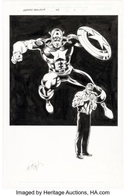 Dan Jurgens and Bob Layton Captain America #45 (512) Splash Page 1 Original Art (Marvel, 2001). | Heritage