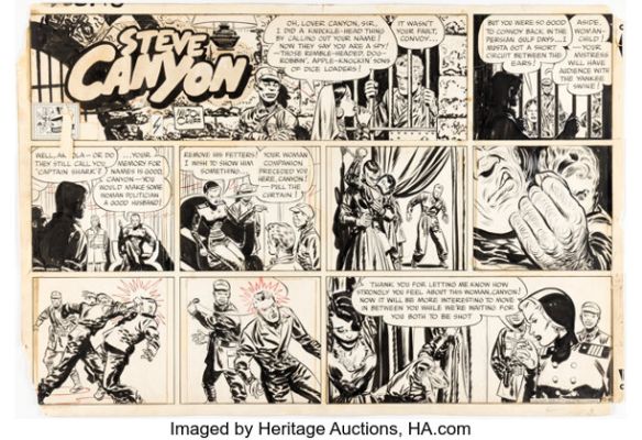 Milton Caniff Steve Canyon Sunday Comic Strip Original Art dated 12-18-49 (Sun and Times Co., 1949). (Total: 2 Original Art) | Heritage