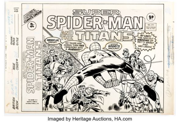 Larry Lieber and Frank Giacoia Super Spider-Man and the Titans #211 Cover Original Art (Marvel UK, 1977). | Heritage
