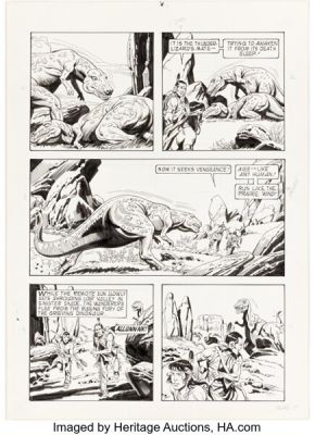 Alberto Giolitti Turok, Son of Stone "Riders on the Wind" Unpublished Story Page 5 Original Art (Western, c. 1982).
