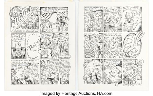 Richard Sala Nickelodeon Magazine #3 Mervin the Magnificent Complete 2-Page Story Original Art (Nickelodeon Magazines, 1993). | Heritage