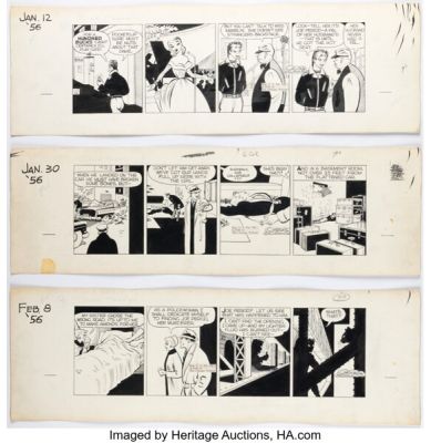 Chester Gould Dick Tracy Daily Comic Strips Original Art Group of 3 (Chicago Tribune, 1956). (Total: 3 Original Art) | Heritage