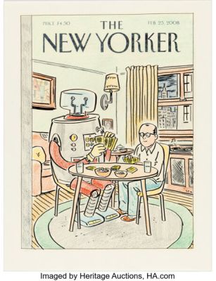 Daniel Clowes The New Yorker Cover Preliminary Original Art (New Yorker, 2008).
