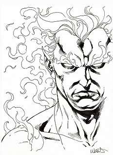 The Silver Surfer Dessin original - Portrait Firelord - Page volante - EO - (2018) 