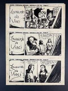 Augusto Pedrazza - 10x strisce originali "Leonardo da Vinci" episodio completo - Page volante - (1951) | Catawiki