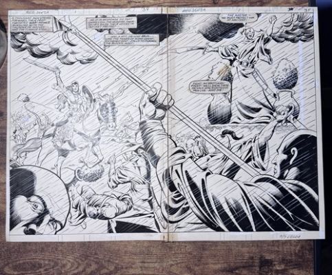Red Sonja #1 Original Art 2-Page Spread Dave Simons Vince Colletta 1983