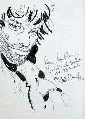 BRUNEL Roger Le... - Lot 72 - BRUNEL Roger Le solitaire Dédicace représentant une...