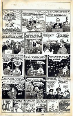 Gilbert Shelton | Governor Richpigge takes a rride + Fat Freddy’s cat strip | La Galerie de la Bande Dessinée
