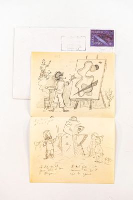 Herge (Georges Remi, 1907-1983) | Lot 28 : Le temps d’avant-garde. Crayonné sur papier à en-tête des Studios… | misc / divers
