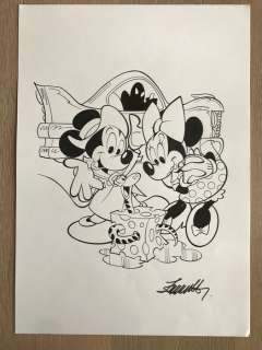 Mickey Magazine - Mickey & Minnie - re-création d’après Cavazzano - Loose page - original drawing in ink | Catawiki