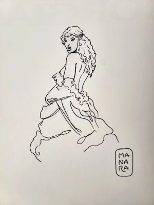 Manara Milo Borgia Belle... | Lot 345 - MANARA Milo Borgia Belle dédicace représentant une... | Vermot et Associés