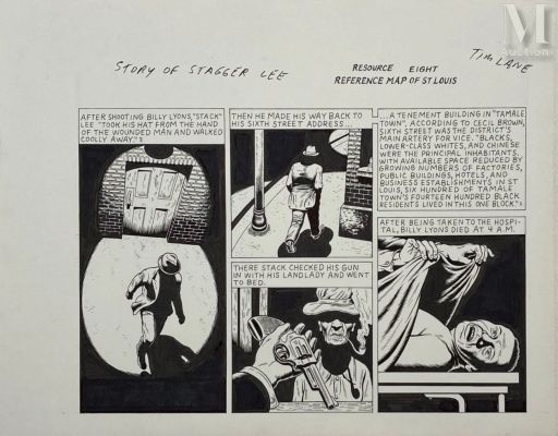 Lane, Tim (Né En 1974) | Lot 67 : Abandoned cars, Story of Stagger Lee, demi planche de la page 160 à… | Millon