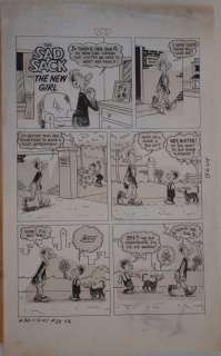 HARVEY #1 3-D original art, SAD SACK, New Girl, pgs 28 29 30 31, 1954, 4 pgs
