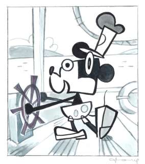 Mickey in "Steamboat Willie" inspired by Picasso - Original Painting - Tony Fernandez - Acrylic Art | Catawiki