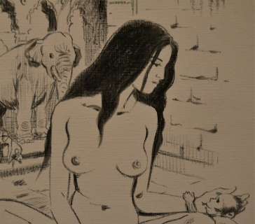 India Dreams - Grand crayonné original sur carton toilé - Avatara au temple - Loose page - First edition | Catawiki