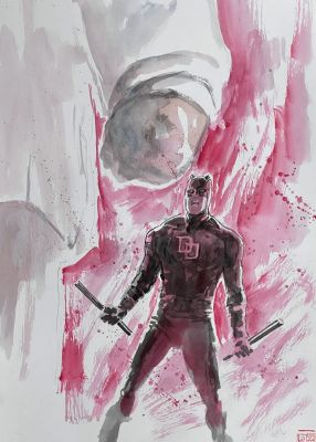 David Mack | Daredevil: Born Again 2 Daredevil vs Fisk Official Marvel Studios Art Panel 2 | Kirby’s Comic Art