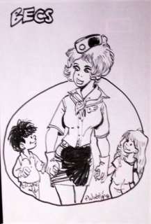 Natacha - Dessin original - pour la réalisation d’un badge/épinglette "BECS" - Loose page - (2018) | Catawiki