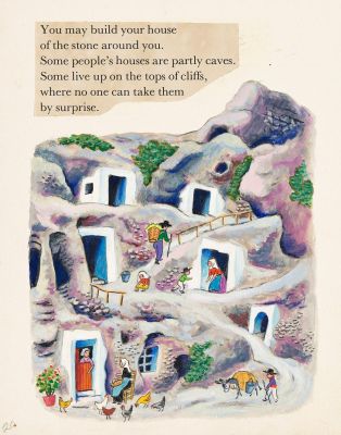Lot 49 - Tibor Gergely, (1900-1978), "Some people’s houses are partly caves." 1955. | Swann Galleries