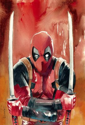 Denny Fernandez | Deadpool Watercolor Illustration | Raremarq (Buy It Now)