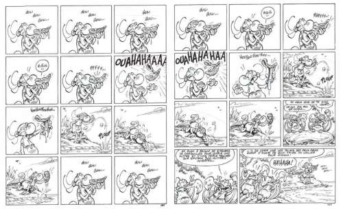Gag complet - Guili guilli - en 2 pages originales issues de la série Nabuchodinosaure par Roger WIDENLOCHER