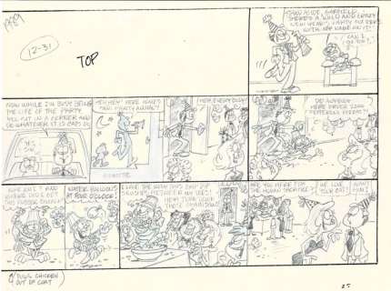 Garfield - Originele schetspagina (Sunday) Nieuwjaar - First edition - (1989) | Catawiki