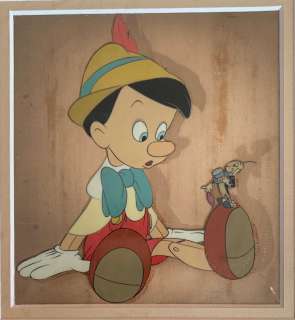Disney "Pinocchio" (Walt Disney, c.1940) Pinocchio & Jimmy Cricket Original Production Cel Set-Up | Animazing Gallery