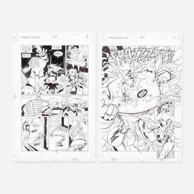 Lee Moder And Dan Davis | Lot 288 - Stars & S.T.R.I.P.E. #7 Story Page 9 and 10 Original Art (DC Comics, 2000) | Landry Pop Auctions
