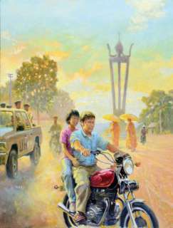 Vink, (Khoa Nguyen Vinh Dit) | VINK, Sur la route de Banlung. Huile sur toile pour le 4ème… | Coutau Bégarie