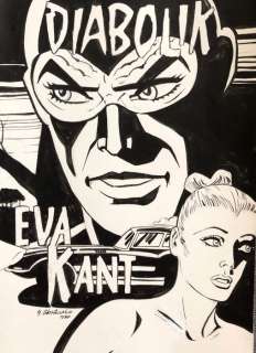 Diabolik - illustrazione originale di Giorgio Montorio - china su cartoncino - firmato - Loose page | Catawiki