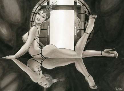 Lounis Chabane - Dessin original - Portfolio Miroir-Miroir Lola - Lola Fleur de Lotus - Format: 42 x 29,7 cm. - Loose page | Catawiki