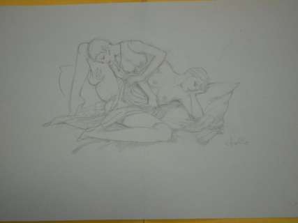 Leone Frollo - illustrazione originale "Lesbo " Firmata - Loose page | Catawiki