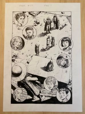 Gary Frank Geiger original comic art #22, p1. Superman, Batman, Hulk artist