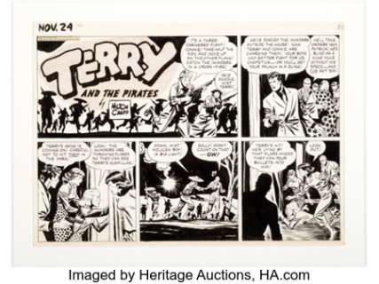 Caniff, Milton | Milton Caniff Terry and the Pirates Partial Sunday Comic Strip dated 11-24-40 Original Art (Chicago Tribune, 1940)... | Heritage