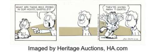 Davis, Jim | Jim Davis Garfield Consecutive Daily Comic Strip Original Art Group of 6 (United Feature Syndicate, 1993).... (Total: 6 Original Art) | Heritage
