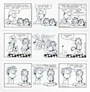 Davis, Jim | Jim Davis Garfield Consecutive Daily Comic Strip Original Art Group of 6 (PAWS, 1997). ... (Total: 6 Original Art) | Heritage