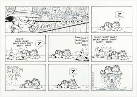 Davis, Jim | Jim Davis Garfield Sunday Comic Strip Original Art dated 2-26-06 (PAWS, 2006). ... | Heritage
